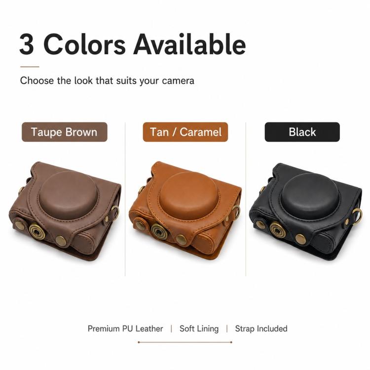 Full Body Retro Vegan Leather Camera Case Bag with Strap, For Sony DSC-WX500