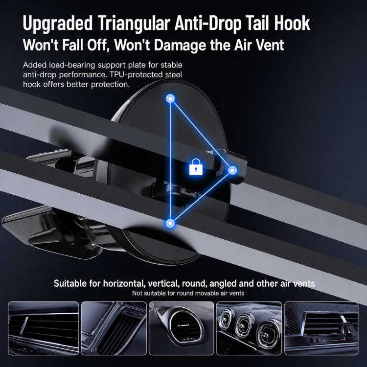 A100 Magnetic Cooling 25W Wireless Fast Charger Car Air Outlet Holder