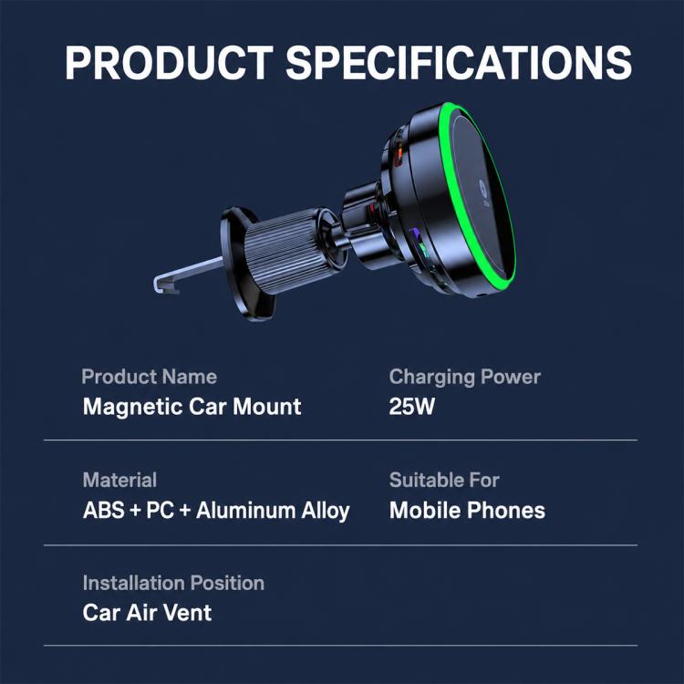 T14 Magnetic Cooling Wireless Fast Charger Car Air Outlet Holder, T14 Air-Cooled, T14 Air-Cooled Qi 2.2 Certification
