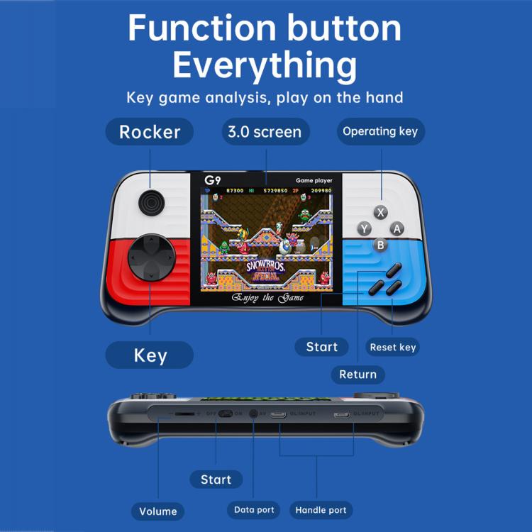 G9 3.0 inch Screen Portable Retro Handheld Video Game Console Built-in 600 Games, Single, Double, Triple