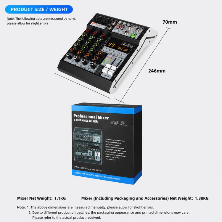 TP-6M 6-Channel Multi-function Professional Recording Mixer Bluetooth Sound Card, EU Plug, UK Plug, US Plug