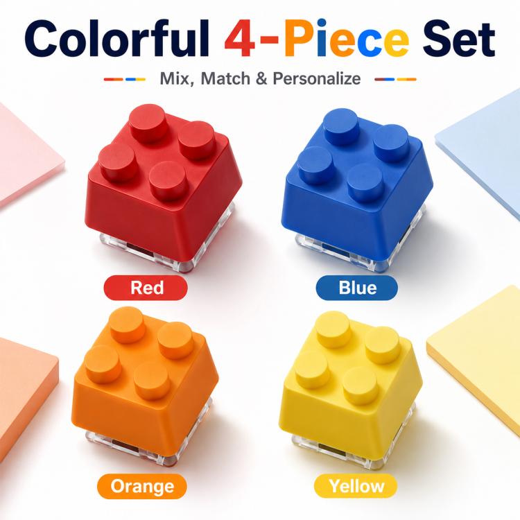 4-key Creative 3D Building Blocks Cross-Stem Keycap