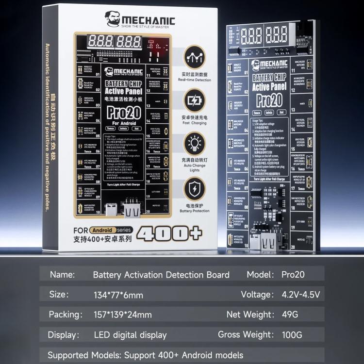 MECHANIC Pro20 Fast Charging Battery Chip Activation Detection Panel for Android, MECHANIC Pro20