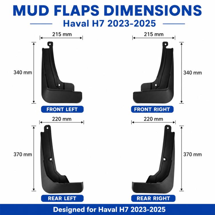 4pcs/Set Car Wheel Splash Flaps Fender Guard, For GreatWall Haval H7 2023-2025