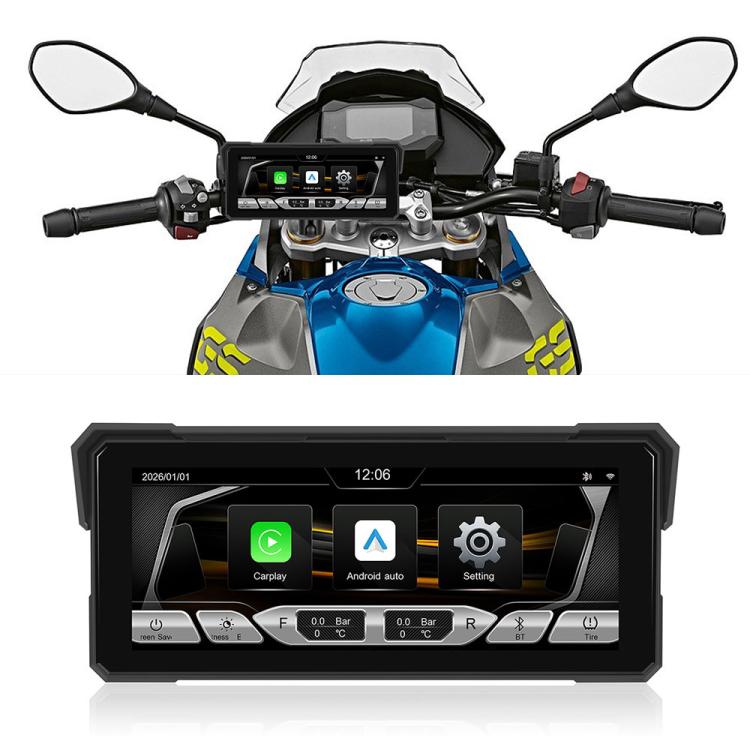 8.1 inch Motorcycle Portable Waterproof Wireless CarPlay GPS Navigator, Standard, Standard+Tire Pressure Monitor