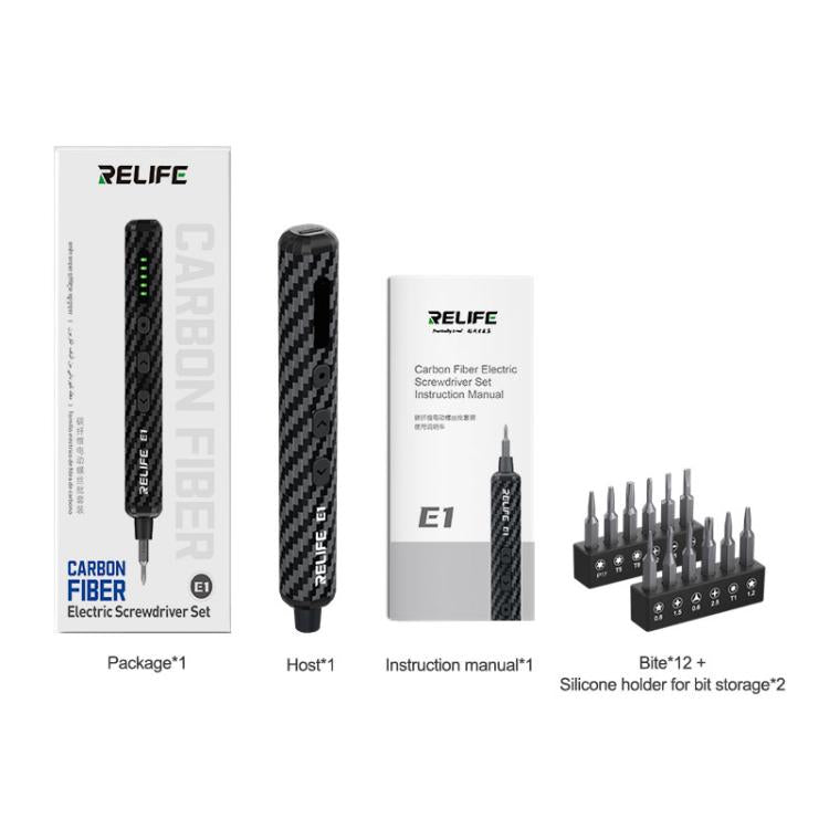 RELIFE E1 Powerful Carbon Fiber Electric Screwdriver Set, RELIFE E1