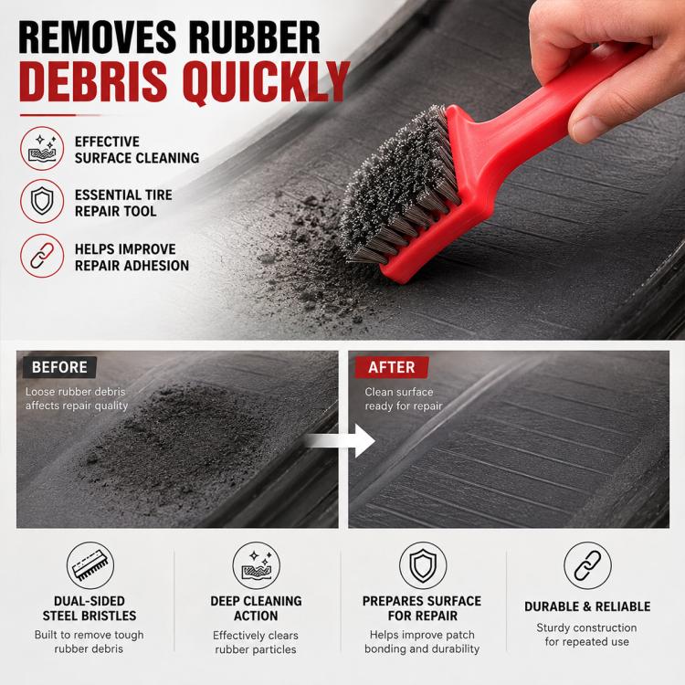 Car Tire Repair Buffing Wire Brush, Wheel Rim Steel Wire Cleaning Tool