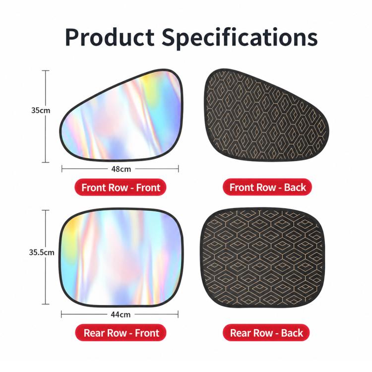 Universal Car Laser Privacy Curtain Window Shade Blackout Hheat-insulating Sunshade, Front Passenger Side 1 PC, Rear Row 1 Pair, Rear Row 1 PC, Front Row 1 Pair, Driver Side 1 PC