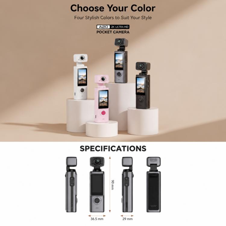 1.9 inch IPS Screen 2K Handheld Outdoor Sports Action Vlog Camera