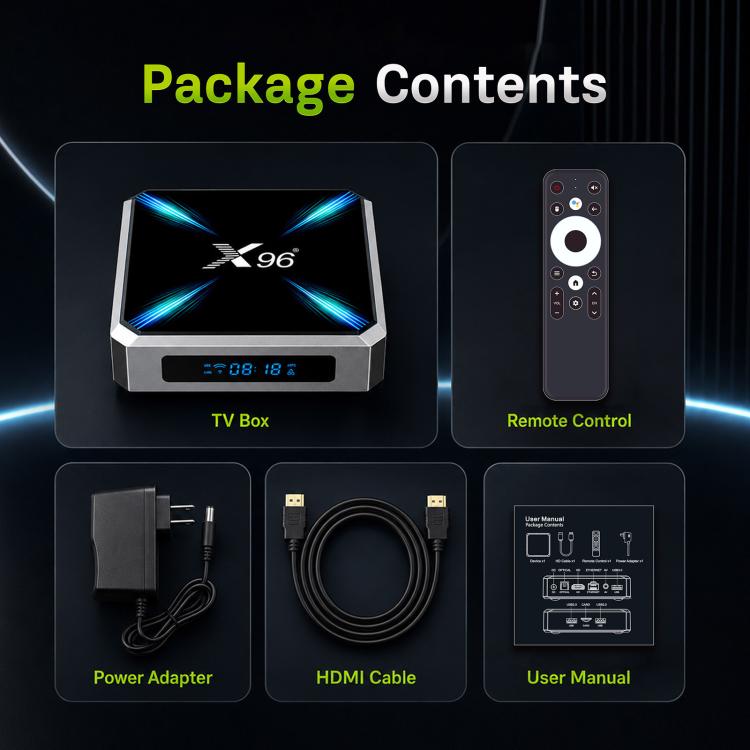 X96 Lite Android 14 Network TV Box, ARM Cortex A55 Quad-Core, 2GB+16GB