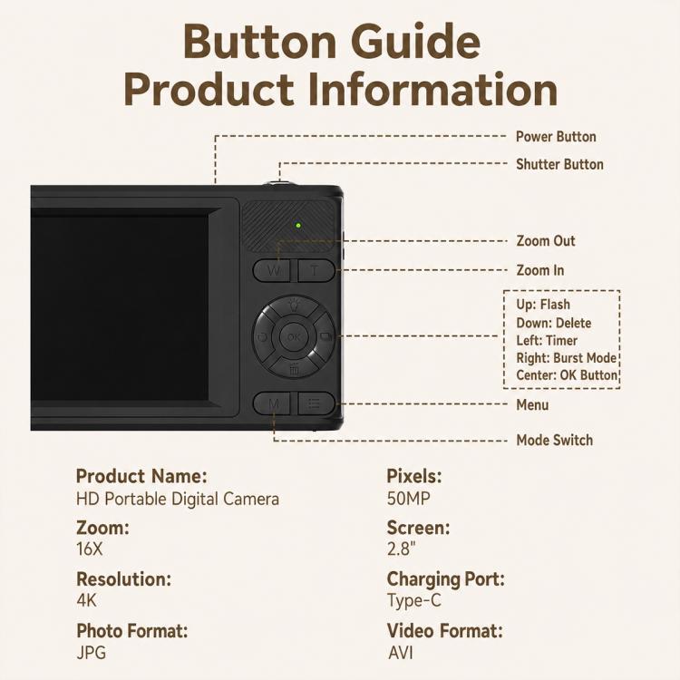 H22 4K HD 50MP Autofocus Digital Camera