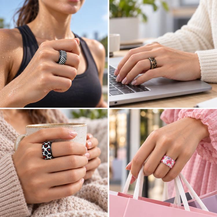 XDcase 4 PCS/Pack Printed Silicone Case for Oura Ring 4 / Gen3 / Galaxy Ring / Ultrahuman Ring AIR, S 5-9, M 10-15