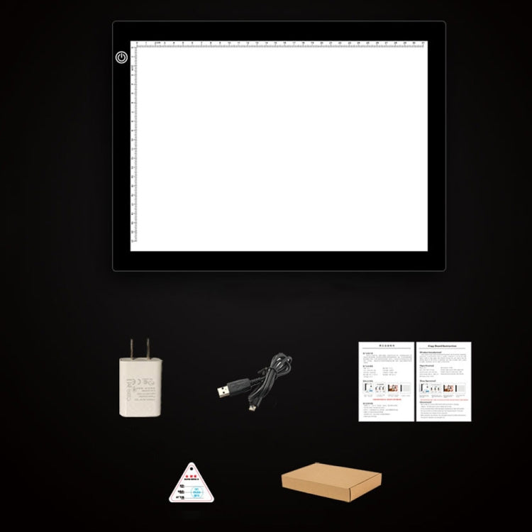 A4 Size 5W 5V LED Three Level of Brightness Dimmable Acrylic Copy Boards for Anime Sketch Drawing Sketchpad, with USB Cable & Plug, Size:240x360x5mm