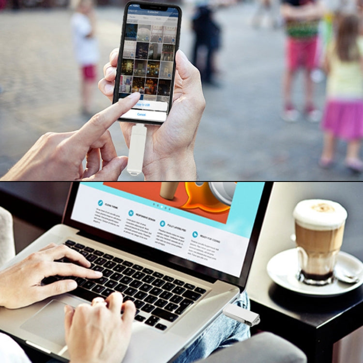 S31 3 in 1 64GB Micro USB 2.0 + USB-C / Type-C + 8 Pin Interface Metal Twister Flash Disk, 64GB