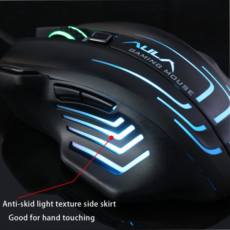 Aula Series Ghost Shark II Colourful Light 7D Optical Competitive USB Wired Game Mouse, Maximum Resolution of 4000 DPI, Ghost Shark II(B)