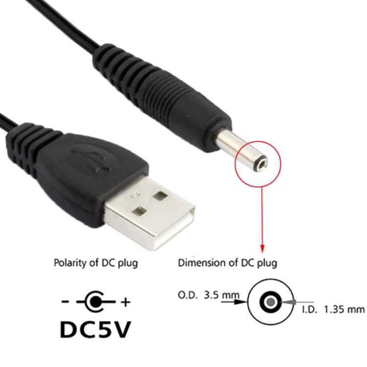 USB Male to DC 3.5 x 1.35mm Power Cable, Length: 1.2m, Length: 1.2m
