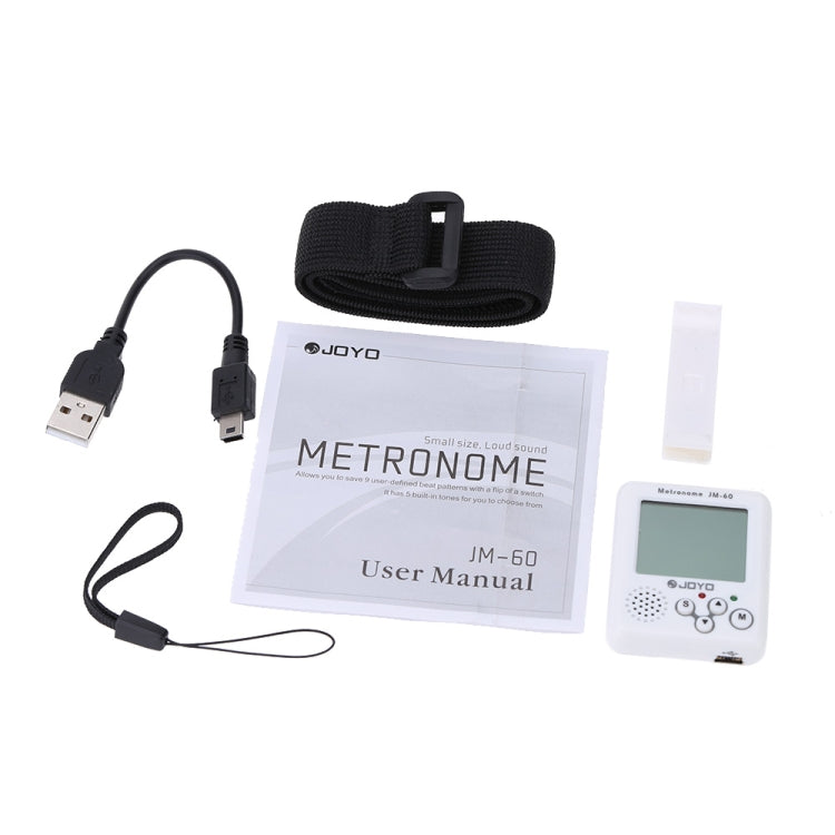 JOYO JM-60 Mini Portable Rechargeable Clip-on Electronic Digital Metronome Tone Generator Tuner for Guitar Violin Ukulele, JM-60 (White)