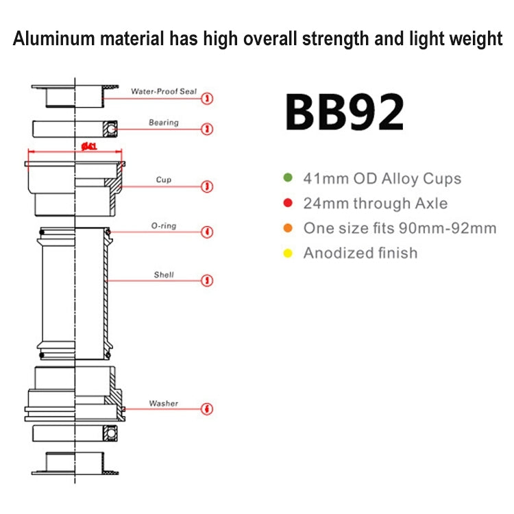 BIKERSAY BB92 MTB Road Bicycle Bearing, BB92