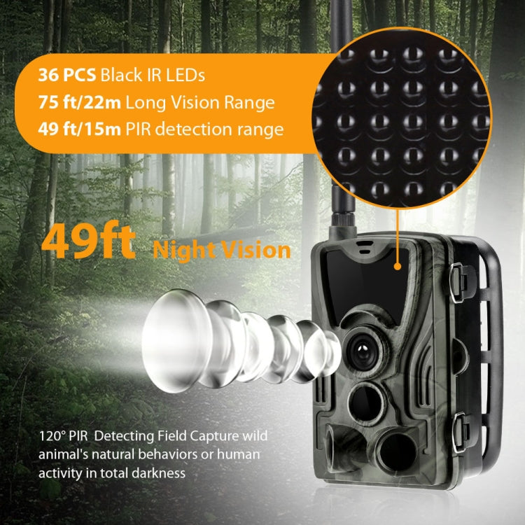 HC801LTE 4G US Version Waterproof IP65 IR Night Vision Security 16MP Hunting Trail Camera, 120 Degree Angle, HC801LTE US Version