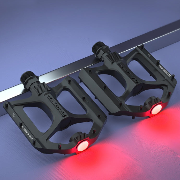 PROMEND PD-M28E 1 Pair Bicycle Aluminum Alloy DU Bearings Pedals with LED, PD-M28E