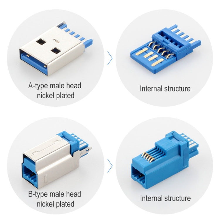 USB 3.0 A Male to Right 90 Degrees Angle USB 3.0 Type-B Male High Speed Printer Cable, Cable Length: 2m, 2m