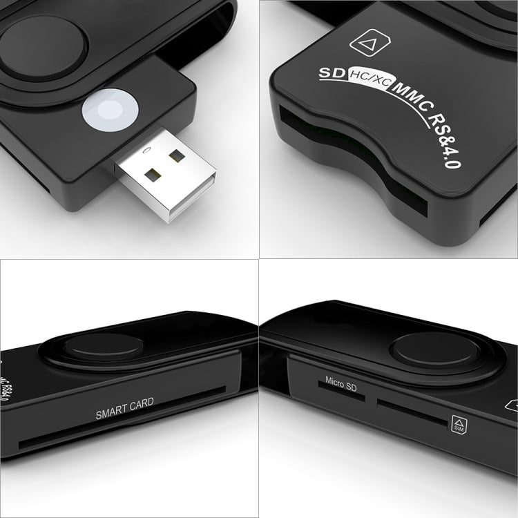 Rocketek CR310-B USB3.0 Multi-function IC Smart Card / SD / TF / SIM Card Reader, CR310-B
