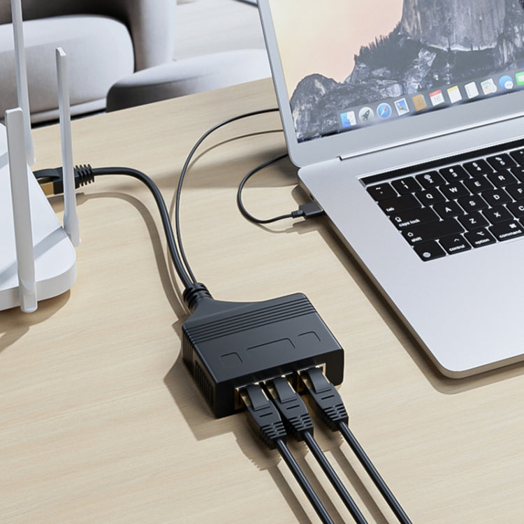 Male RJ45 3 in 1 100M Network Splitter Cable Ethernet Network Coupler, Male 3 in 1 100M