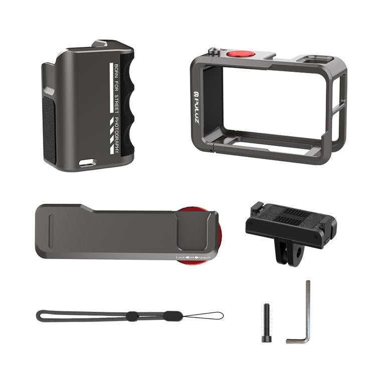 For DJI Osmo Action 5 Pro / 4 / 3 PULUZ Metal Camera Cage Expansion Adapter with Handle Grip, For DJI Osmo Action 5 Pro / 4 / 3