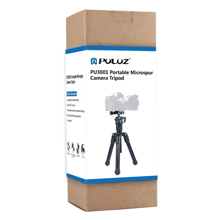 PULUZ Pocket Mini Microspur Photos Magnesium Alloy Tripod Mount with 360 Degree Ball Head for DSLR & Digital Camera, Adjustable Height: 24.5-57cm, Load Max: 3kg, Microspur Tripod
