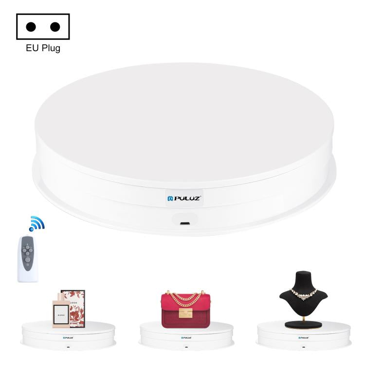 PULUZ 30cm Adjusting Speed Rotating Turntable Display Stand, Load 10-15kg, EU Plug, 30cm Load 10-15kg Black EU Plug, 30cm Load 10-15kg White EU Plug