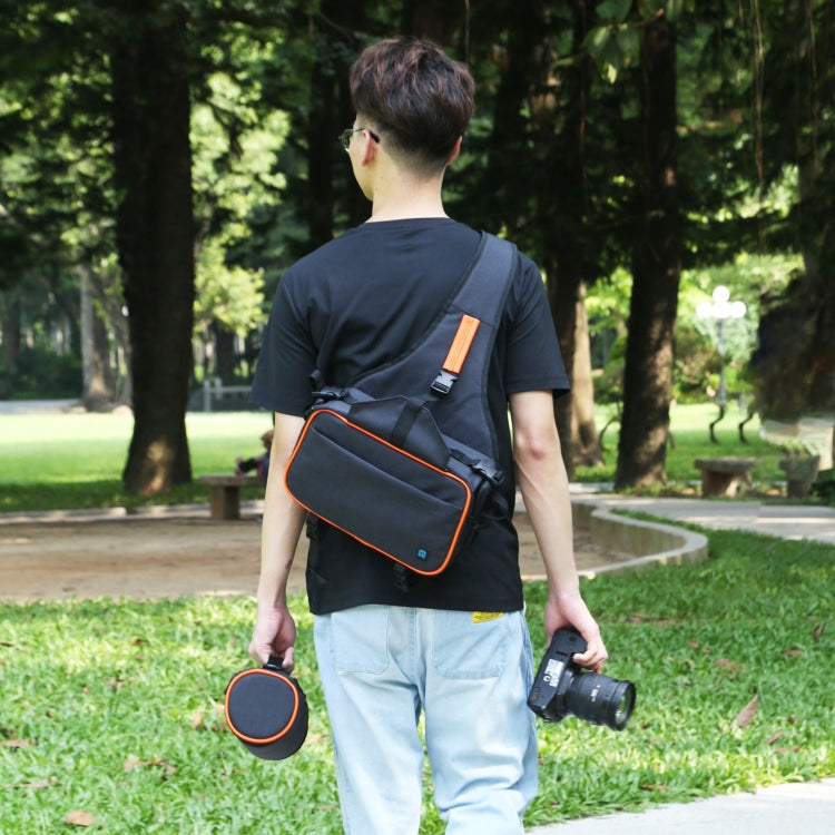 PULUZ Triangle Style SLR Camera Bag Sling Waterproof Backpack Shoulder Messenger Bags with Removable Lens Bag, Triangle Style Backpack(Black)