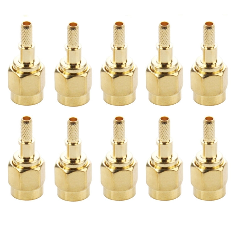 10 PCS Gold Plated Crimp SMA Male Straight Connector Adapter for RG174 / RG188 / RG316 / LMR100 Cable, Crimp SMA Male