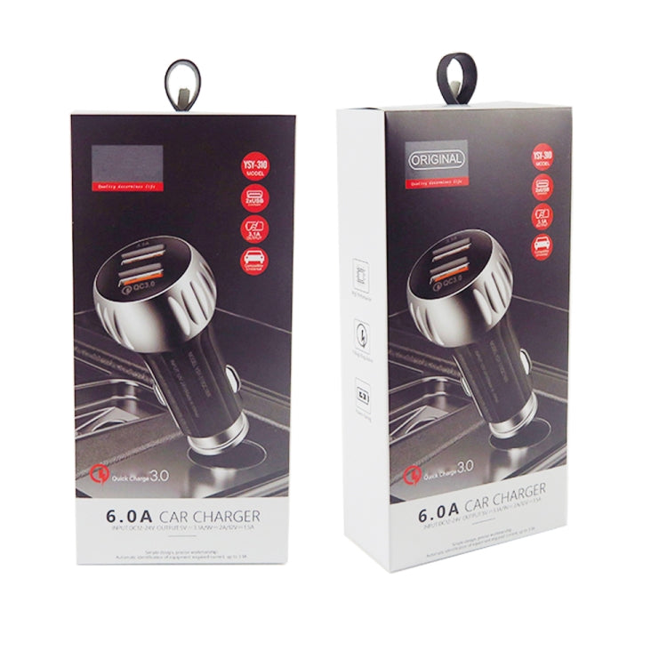 YSY-310QC18W QC3.0 Dual Port USB Car Charger + 3A USB to 8 Pin Data Cable, Cable Length: 1m, YSY-310QC18W with 8 Pin Cable, with 8 Pin Cable