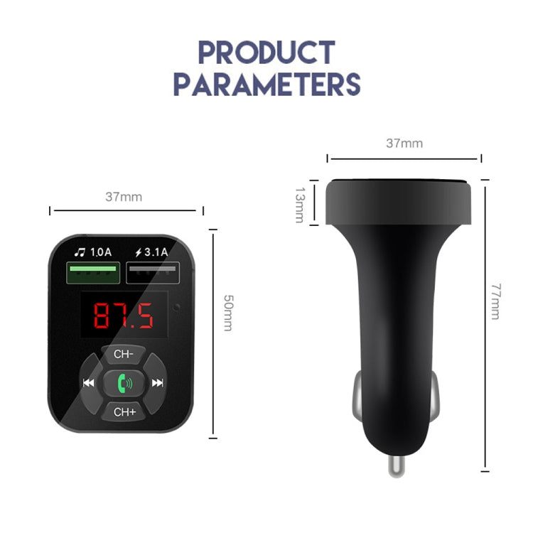 A9 Car FM Transmitter Hands-free Wireless Audio Receiver MP3 Player Dual USB Fast Charger, A9