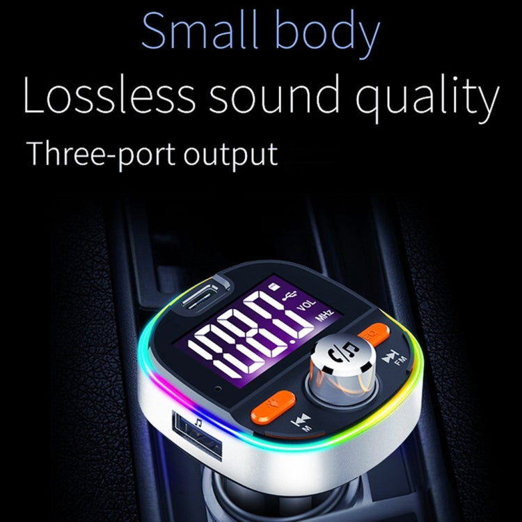 BC53 Wireless Car MP3 Player 5.0 FM Transmitter Colored Ambient Lights Hands-free Car Charger, BC53
