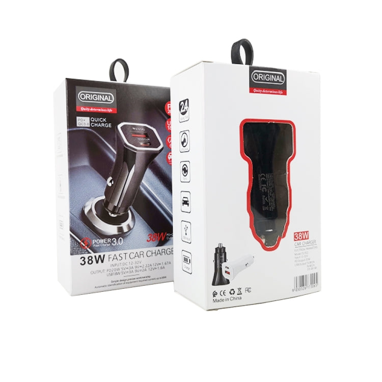 TE-P22 38W PD USB-C / Type-C + QC3. 0 USB Car Charger with 1m USB to 8 Pin Data Cable, with 8 Pin Cable