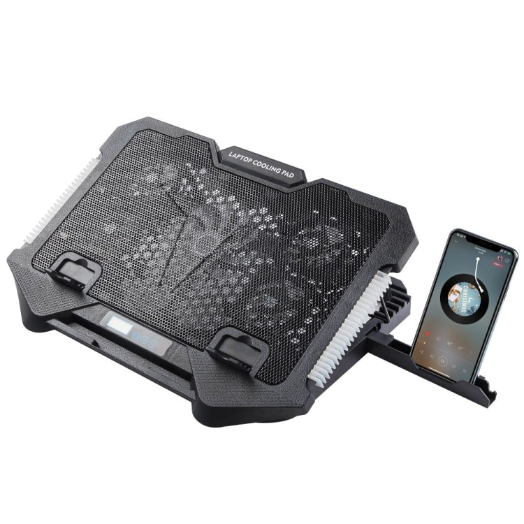 S500 Adjustable Height 5 Quiet Fans RGB Gaming Laptop Cooling Pad with Phone Holder, S500