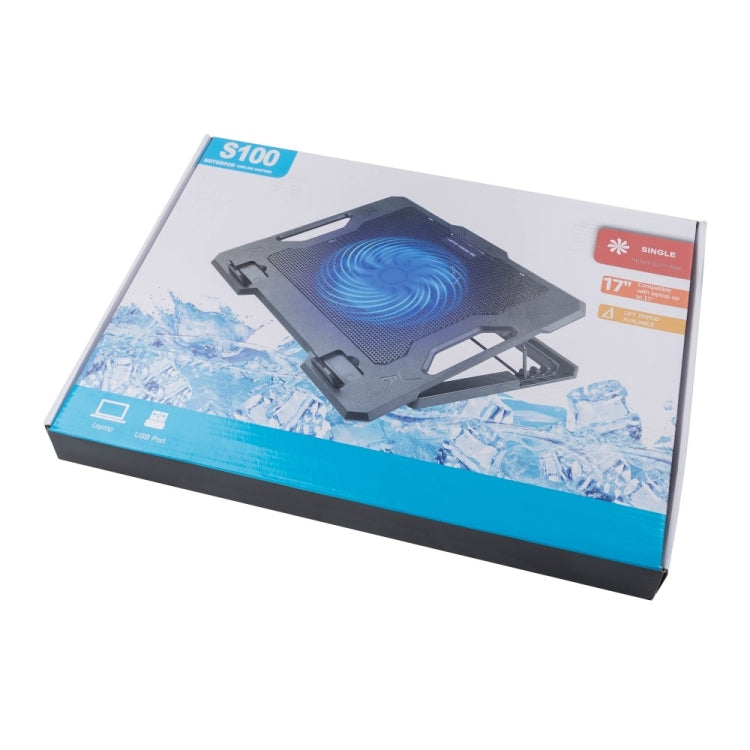 S100 One Fan Adjustable Height Dual USB Ports Laptop Cooling Pad, S100
