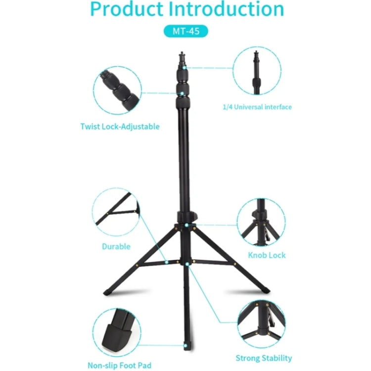 JMARY MT45 Cell Phone Clip Camera Mount Holder Telescopic Selfie Stick Outdoor Tripod Stand, MT45