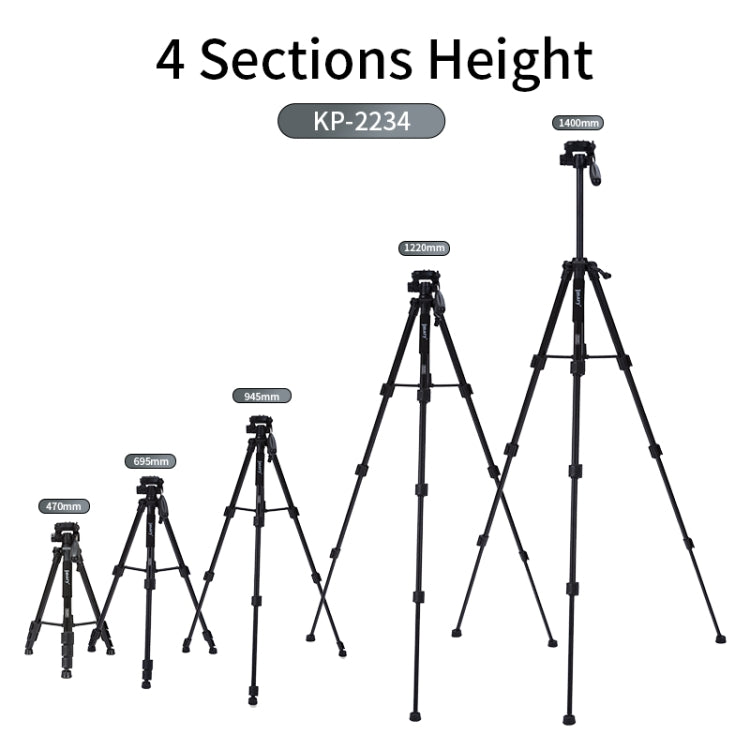 JMARY KP2234 Telescopic Aluminum Alloy SLR Camera Phone Live Streaming Photography Tripod, KP2234