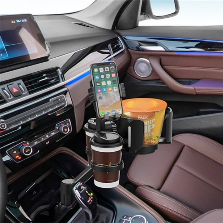 D04 Wth 2 Coffee Cup Car Cup Holder Adjustable Rotating Cell Phone Car Mount Holder, D04 (Grey), D04 (Green)