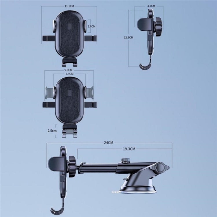 D48+105+K5 Brushed Pattern Car Dashboard Windshield Telescopic Suction Cup Air Vents Phone Mount, D48+105+K5