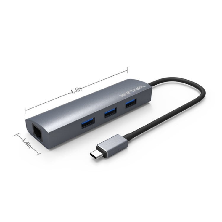 WAVLINK UH3031G/C Gigabit High Speed Hub Adapter Type-C to 3 x USB 3.0 + USB-C + RJ45 + DC Power Port, UH3031G/C