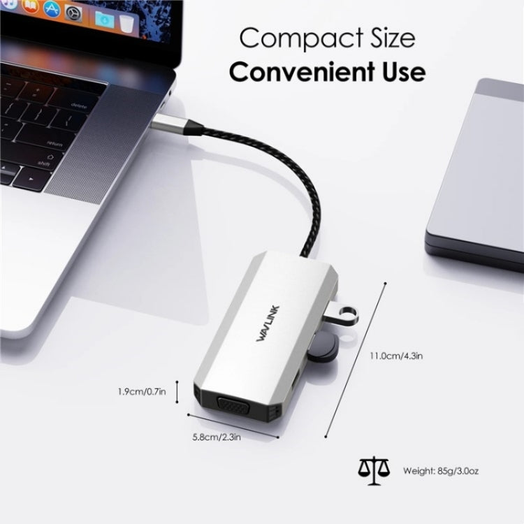 WAVLINK UMD304 Converter USB-C to Dual HD 4K 60Hz HUB 7-in-1 Laptop Docking Station, UMD304