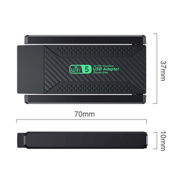 For Desktop PC Laptop Dual Band Driver-Free USB3.0 5G 1200Mbps WiFi Wireless Adapter, ZT02