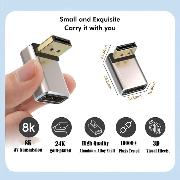 JUNSUNMAY 8K 60Hz PD1.4 Male Displayport to Female Displayport Adapter Converter, Up, Down, Left, Right