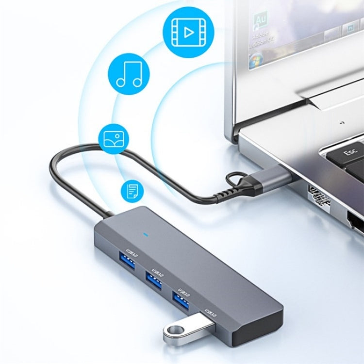 ADS-305D USB / Type-C to USB3.0 4-Ports USB HUB Computer Laptop Adapter Docking Station, ADS-305D
