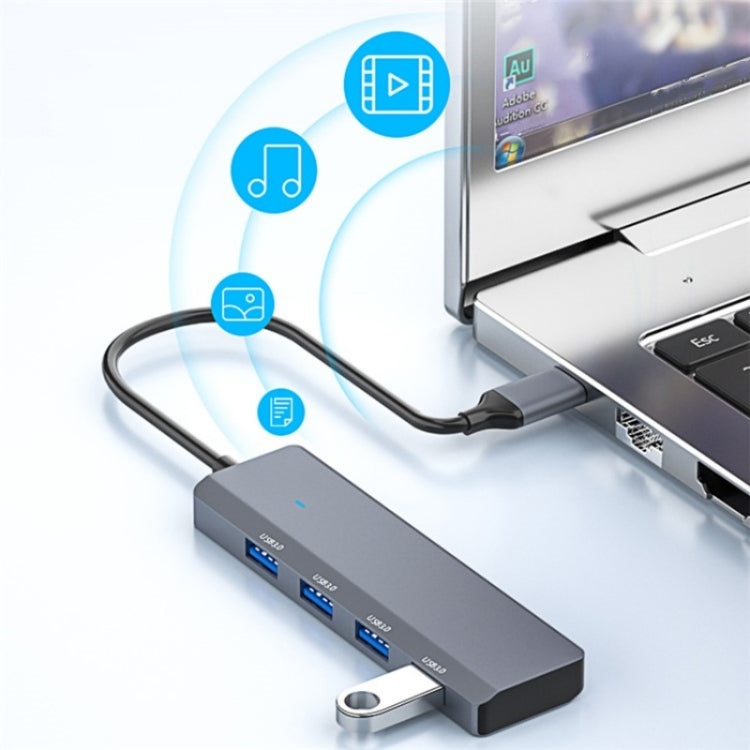 ADS-305C Aluminum Alloy Type-C to 4-Ports USB3.0 USB HUB Laptop Phone Adapter Splitter, ADS-305C