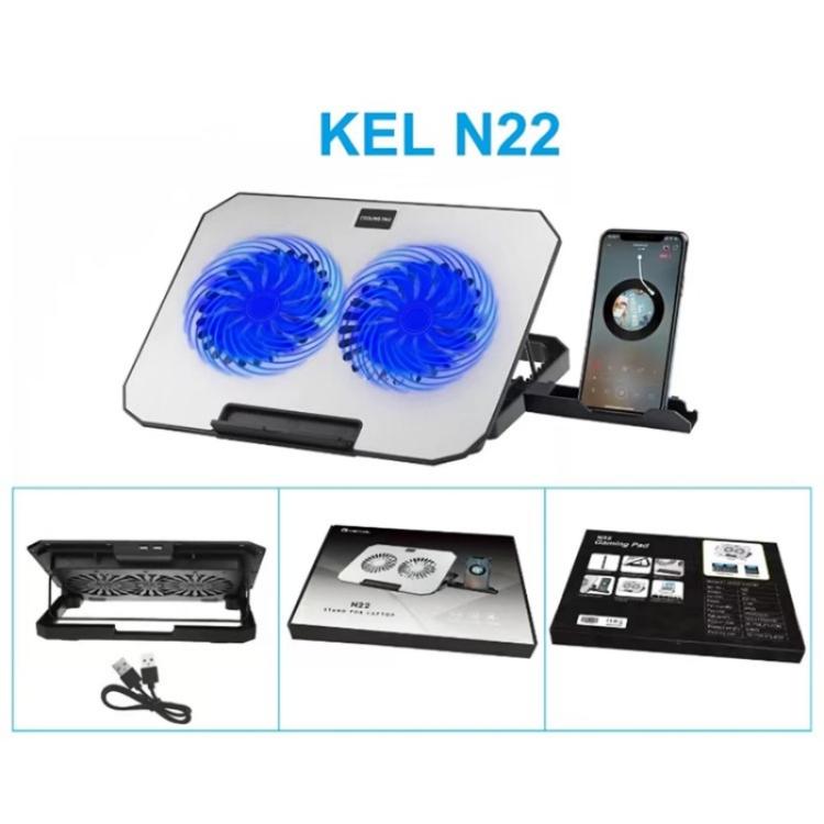 N22 Dual USB Ports Adjustable Laptop Stand Portable Cooling Pad with Phone Holder, N22