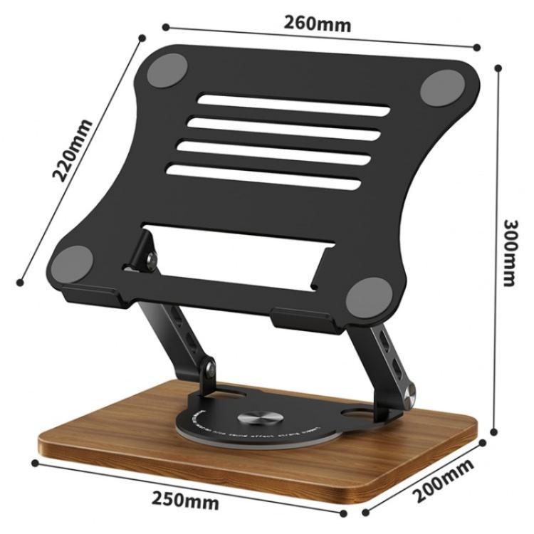 J31 Foldable 360-Degree Rotating Laptop Metal Wood Cooling Stand, J31